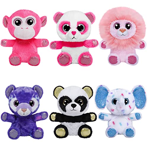 Nleio Cute Stuffed Animal Plush Toys, 5 Inch Small Stuffed Animals with Lion, Monkey, Elephant, Pink Bear, Purple Bear, Panda, Adorable & Washable, Gift Stuffed Plush Toy for Ages 0+ Baby Kids, 6 Pcs by Nleio