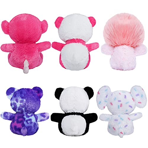 Nleio Cute Stuffed Animal Plush Toys, 5 Inch Small Stuffed Animals with Lion, Monkey, Elephant, Pink Bear, Purple Bear, Panda, Adorable & Washable, Gift Stuffed Plush Toy for Ages 0+ Baby Kids, 6 Pcs by Nleio
