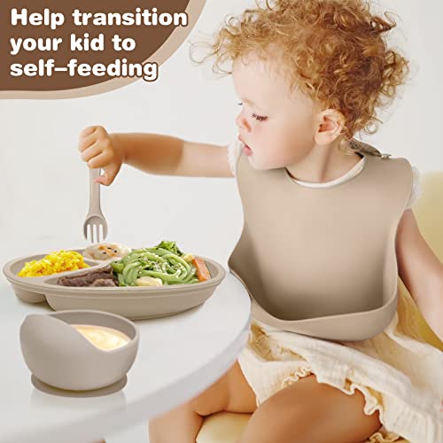 ANAVIL Baby Feeding Set Silicone Toddlers Weaning BLUE Feeding Sippy Cup with Straw and Lid Baby Feeding Supplies Set from ANAVIL