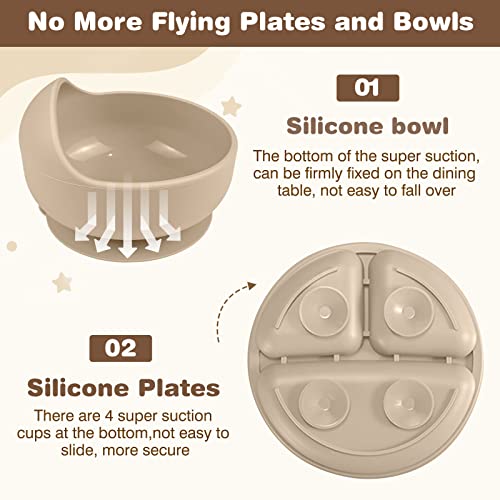 ANAVIL Baby Feeding Set Silicone Toddlers Weaning BLUE Feeding Sippy Cup with Straw and Lid Baby Feeding Supplies Set from ANAVIL