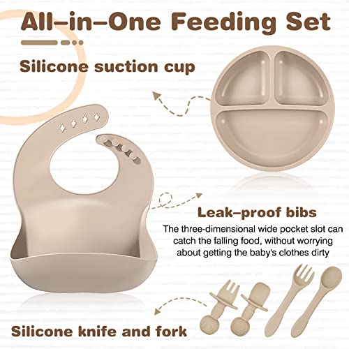 ANAVIL Baby Feeding Set Silicone Toddlers Weaning BLUE Feeding Sippy Cup with Straw and Lid Baby Feeding Supplies Set from ANAVIL