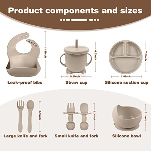 ANAVIL Baby Feeding Set Silicone Toddlers Weaning BLUE Feeding Sippy Cup with Straw and Lid Baby Feeding Supplies Set from ANAVIL