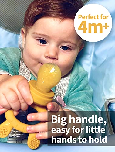 Haakaa Baby Fruit Food Feeder & Silicone Nibble Tray Combo - Breastmilk Popsicle Mold for Teething, Silicone Pacifier Feeder and Teether for Baby Teething & Infant Self Feeding by haakaa