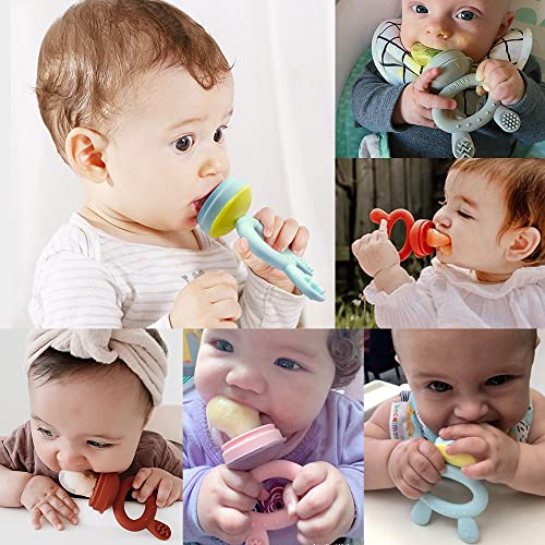 Haakaa Baby Fruit Food Feeder & Silicone Nibble Tray Combo - Breastmilk Popsicle Mold for Teething, Silicone Pacifier Feeder and Teether for Baby Teething & Infant Self Feeding by haakaa