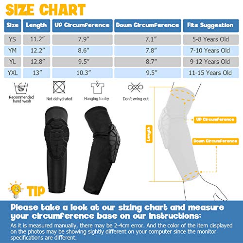 AceList Kids/Youth 5-15 Years Sports Honeycomb Compression Knee Pad Elbow Pads Guards Protective Gear for Basketball, Baseball, Football, Volleyball, Wrestling, Cycling. from Gzero