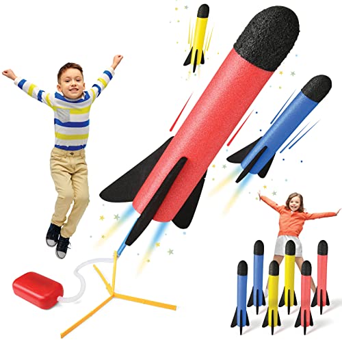 Play22 Toy Rocket Launcher - Jump Rocket Set Includes 6 Rockets - Play Rocket Soars Up to 100 Feet - Missile Launcher Best Gift for Boys and Girls - Air Rocket Great for Outdoor Play - Original by Play22