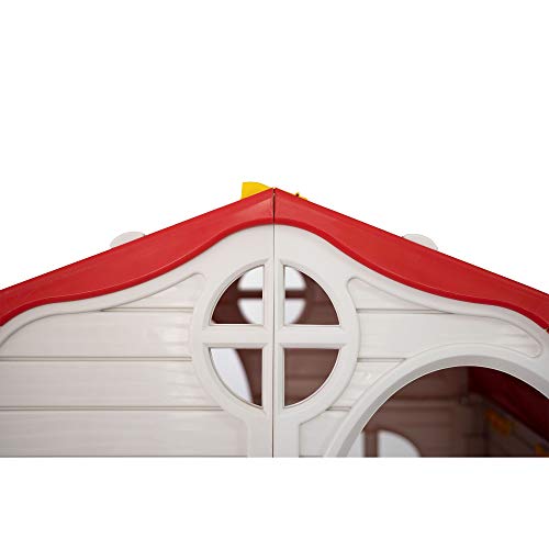 Ram Quality Products Kid's Classic Real Feel Cottage Compact Foldable Plastic Toddler Outdoor Playhouse for Children Ages 2 Years Old and Up, White by Ram Quality Products