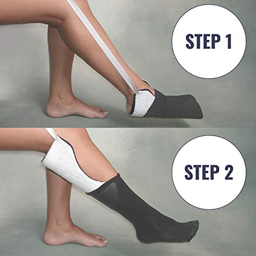 DMI Deluxe Sock Aid / Helper - Easily Pull on Socks Without Bending, Slip Resistance, Reliable Sock Aid Device for Seniors, White by Duro-Med