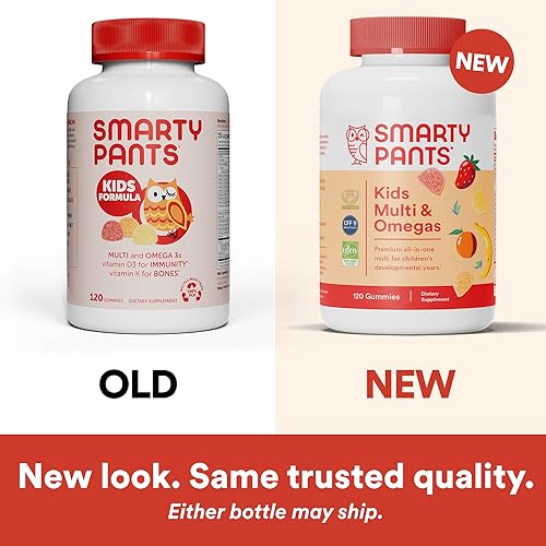 SmartyPants Kids Formula Daily Gummy Multivitamin: Vitamin C, D3, and Zinc for Immunity, Gluten Free, Omega 3 Fish Oil (DHA/EPA), Vitamin B6, Methyl B12, 120 Count (30 Day Supply) by SmartyPants Vitamins