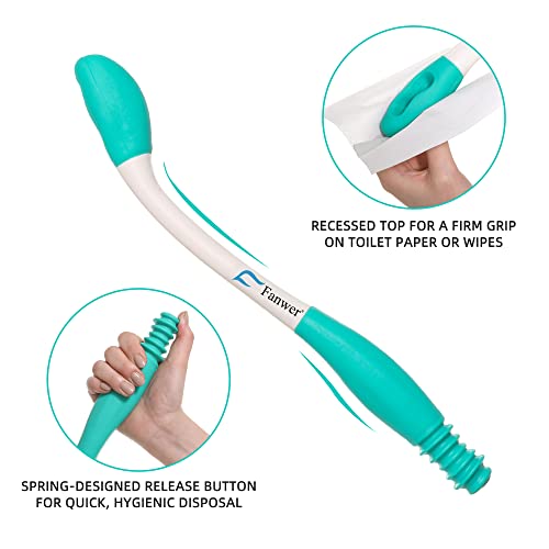 Fanwer Bottom Buddy Toilet Aids for Motion Assistance Long Reach Comfort Wiper Extends Your Reach Over 15" Grips Toilet Paper or Pre-Moistened Wipes from Fanwer
