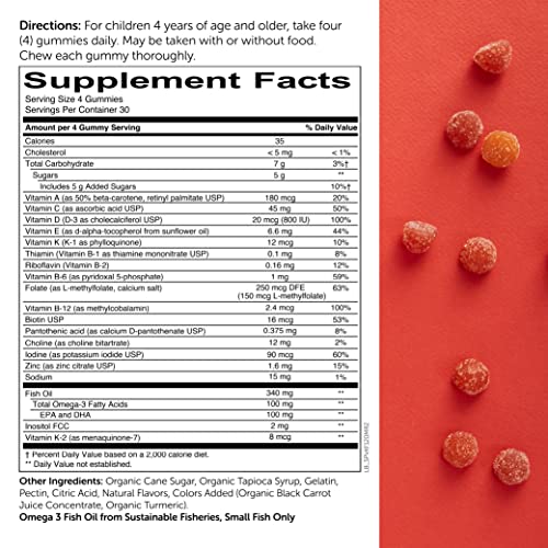 SmartyPants Kids Formula Daily Gummy Multivitamin: Vitamin C, D3, and Zinc for Immunity, Gluten Free, Omega 3 Fish Oil (DHA/EPA), Vitamin B6, Methyl B12, 120 Count (30 Day Supply) by SmartyPants Vitamins