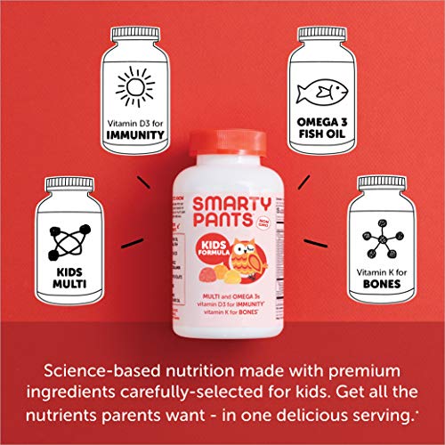 SmartyPants Kids Formula Daily Gummy Multivitamin: Vitamin C, D3, and Zinc for Immunity, Gluten Free, Omega 3 Fish Oil (DHA/EPA), Vitamin B6, Methyl B12, 120 Count (30 Day Supply) by SmartyPants Vitamins