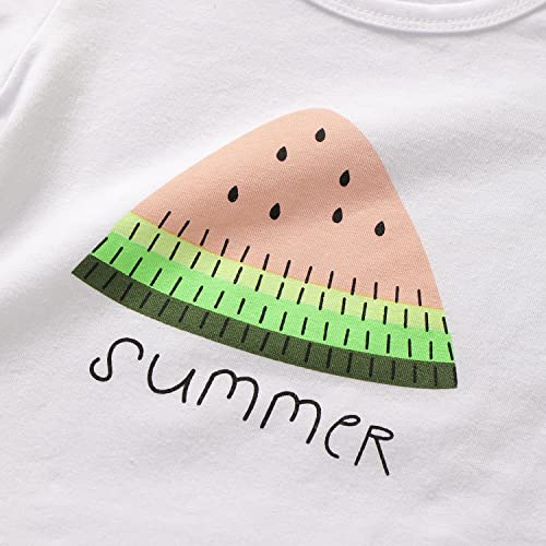 Goodplayer Baby Toddler Girls Summer Shorts Sets Kids Watermelon Letter Print Tops Shorts Outfits Clothes for 1-4 Years Old Pink from 