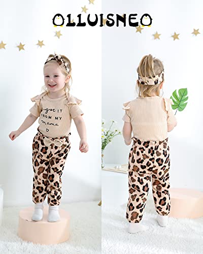 0-3 Months Baby Girl Clothes Infant Romper Outfits Ruffle Sleeve Top Floral Pant Set Summer Outfits Baby Clothes for Girls Apricot from 