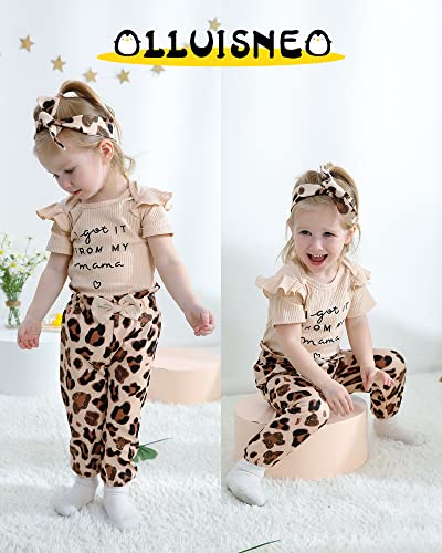 0-3 Months Baby Girl Clothes Infant Romper Outfits Ruffle Sleeve Top Floral Pant Set Summer Outfits Baby Clothes for Girls Apricot from 