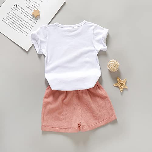 Goodplayer Baby Toddler Girls Summer Shorts Sets Kids Watermelon Letter Print Tops Shorts Outfits Clothes for 1-4 Years Old Pink from 