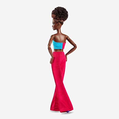 Barbie Looks Doll, Natural Black Hair, Color Block Outfit, Crop Top and Flare Pants, Style and Pose, Fashion Collectibles from Mattel