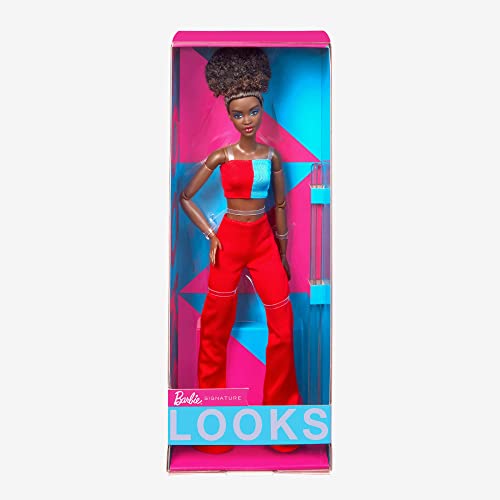 Barbie Looks Doll, Natural Black Hair, Color Block Outfit, Crop Top and Flare Pants, Style and Pose, Fashion Collectibles from Mattel