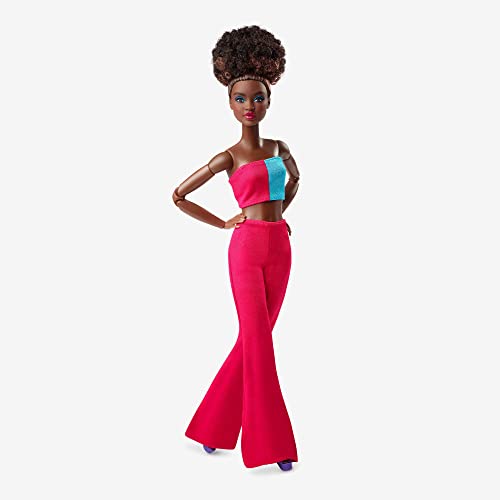 Barbie Looks Doll, Natural Black Hair, Color Block Outfit, Crop Top and Flare Pants, Style and Pose, Fashion Collectibles from Mattel