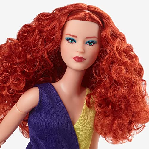 Barbie Looks Doll, Curly Red Hair, Color Block Outfit with Miniskirt, Style and Pose, Fashion Collectibles, Barbie Signature Looks from Mattel