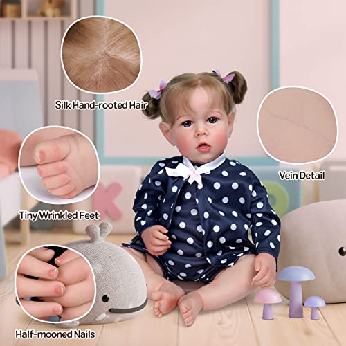 BABESIDE Lifelike Reborn Baby Dolls - 18 Inches Realistic-Newborn Baby Dolls Velvety-Smooth Skin Blue Eyes Girl Handmade Real Life Toddler Baby Girl Dolls for Kids from JIZHI