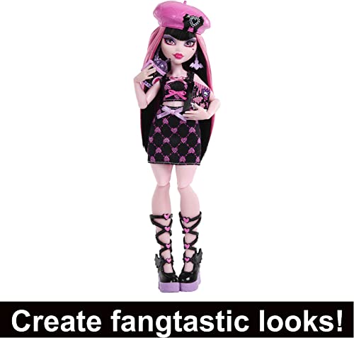 Monster High Doll and Fashion Set, Draculaura with Dress-Up Locker and 19+ Accessories, Skulltimate Secrets by Mattel