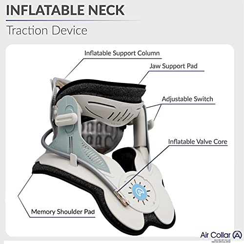 Neck Traction Device by Air Collar - Neck Stretcher - Cervical Traction Device - Neck & Shoulder Pain Relief - Stretcher Collar for Improved Spine Alignment - 2nd Generation by M PAIN MANAGEMENT TECHNOLOGIES