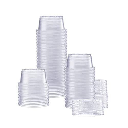 [100 Sets - 2 oz.] Plastic Portion Cups With Lids, Souffle Cups, Jello Shot Cups by 