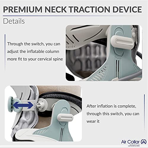 Neck Traction Device by Air Collar - Neck Stretcher - Cervical Traction Device - Neck & Shoulder Pain Relief - Stretcher Collar for Improved Spine Alignment - 2nd Generation by M PAIN MANAGEMENT TECHNOLOGIES