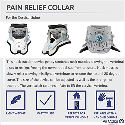 Neck Traction Device by Air Collar - Neck Stretcher - Cervical Traction Device - Neck & Shoulder Pain Relief - Stretcher Collar for Improved Spine Alignment - 2nd Generation by M PAIN MANAGEMENT TECHNOLOGIES