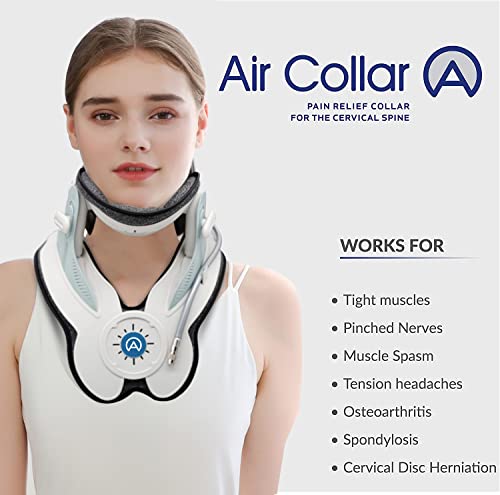 Neck Traction Device by Air Collar - Neck Stretcher - Cervical Traction Device - Neck & Shoulder Pain Relief - Stretcher Collar for Improved Spine Alignment - 2nd Generation by M PAIN MANAGEMENT TECHNOLOGIES