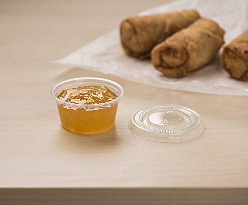 [100 Sets - 2 oz.] Plastic Portion Cups With Lids, Souffle Cups, Jello Shot Cups by 