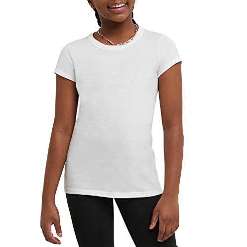 Hanes Little Girls' Jersey Cotton Tee (Pack of 2), White, Large by Hanes Women's Activewear