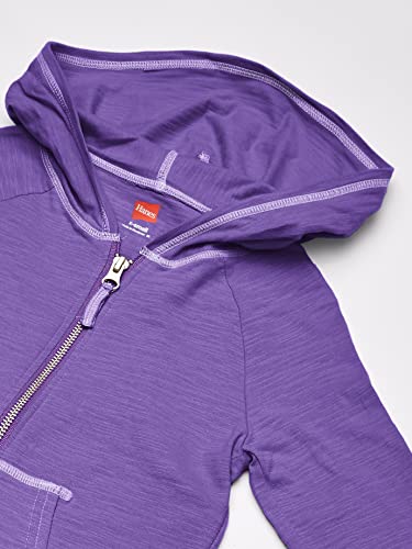 Hanes Little Girls' Slub Jersey Full Zip Jacket, Purple Crush, Large by Hanes Women's Activewear