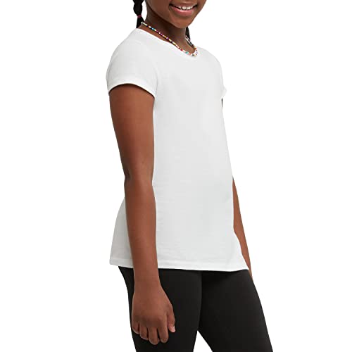 Hanes Little Girls' Jersey Cotton Tee (Pack of 2), White, Large by Hanes Women's Activewear
