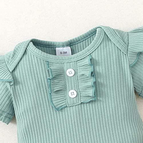 Newborn Baby Girl Clothes Romper Shorts Set Baby Girl Newborn Outfits Baby Girl Stuff Gifts Green 0-3 Months Baby Girl Clothes from 