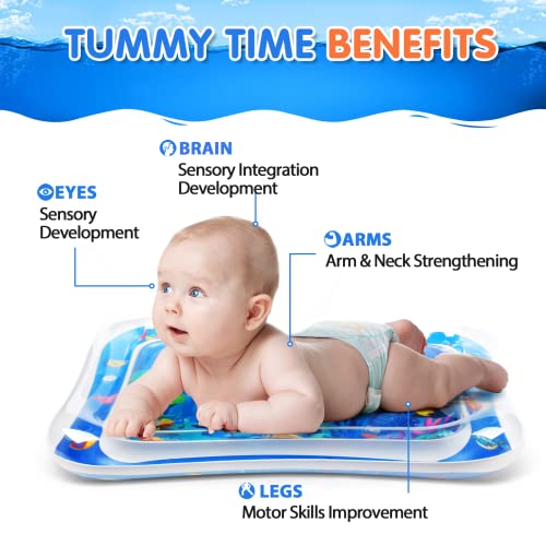 Hitituto Inflatable Tummy Time Mat Premium Baby Water Mat for Infants Toddlers is Neutral Funny Play Activity Center for Stimulation Growth Sensory Development as Baby Girl Boy Pop Toy 3 to 24 Months by Hitituto