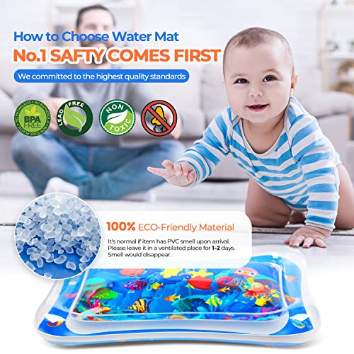 Hitituto Inflatable Tummy Time Mat Premium Baby Water Mat for Infants Toddlers is Neutral Funny Play Activity Center for Stimulation Growth Sensory Development as Baby Girl Boy Pop Toy 3 to 24 Months by Hitituto