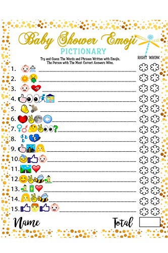 Baby Shower Games - Emoji Pictionary, Fun Guessing Game Girls Boys Babies Gender Neutral Ideas Shower Party, Prizes for Game Winners, Favorite adults Games for Baby Shower Favors Activities by LOTUS-A