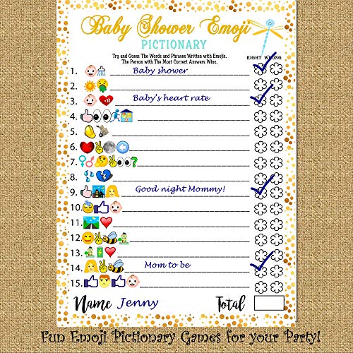 Baby Shower Games - Emoji Pictionary, Fun Guessing Game Girls Boys Babies Gender Neutral Ideas Shower Party, Prizes for Game Winners, Favorite adults Games for Baby Shower Favors Activities by LOTUS-A
