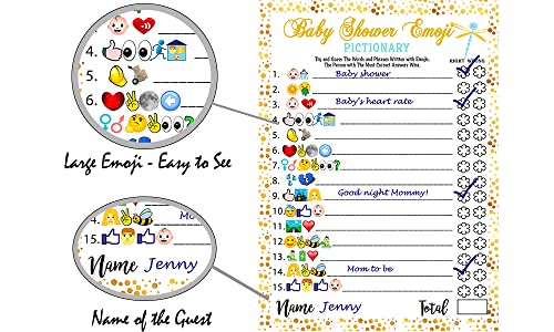 Baby Shower Games - Emoji Pictionary, Fun Guessing Game Girls Boys Babies Gender Neutral Ideas Shower Party, Prizes for Game Winners, Favorite adults Games for Baby Shower Favors Activities by LOTUS-A