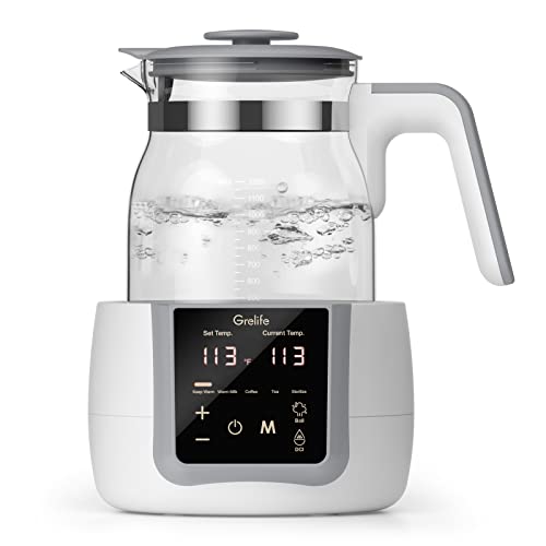 Bottle Warmer,Grelife 10-in-1 Fast Portable Instant Baby Milk Warme with 72H Keep Warm,Accurate Temperature Control,with Defrost, Sterili-zing, Heat Baby Food Jars for Breastmilk,Formula,Tea,Coffee from