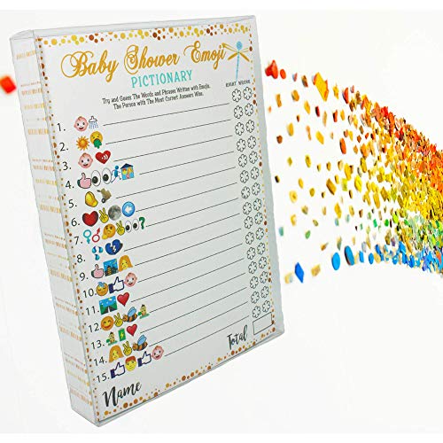 Baby Shower Games - Emoji Pictionary, Fun Guessing Game Girls Boys Babies Gender Neutral Ideas Shower Party, Prizes for Game Winners, Favorite adults Games for Baby Shower Favors Activities by LOTUS-A