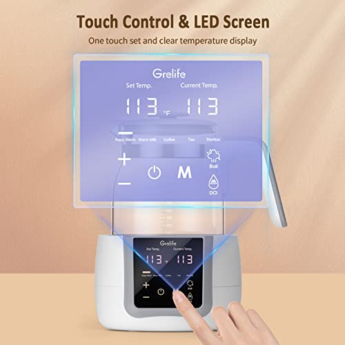 Bottle Warmer,Grelife 10-in-1 Fast Portable Instant Baby Milk Warme with 72H Keep Warm,Accurate Temperature Control,with Defrost, Sterili-zing, Heat Baby Food Jars for Breastmilk,Formula,Tea,Coffee from 