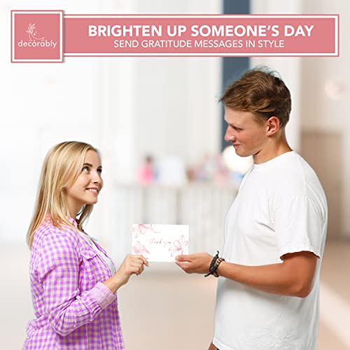 24 Rose Gold-Foiled Pink Thank You Cards with Envelopes - 6x4in Rose Gold Thank You Cards with Envelopes Pink, 6 Designs Pink Baby Shower Thank You Cards Girl, Girl Baby Shower Thank You Cards Pink by Decorably