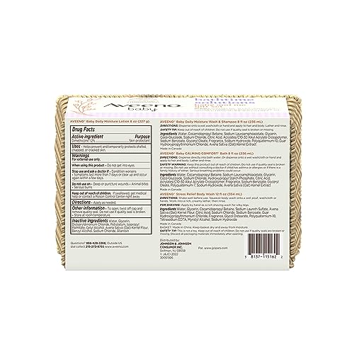 Aveeno Baby Daily Bathtime Solutions Gift Set to Nourish Skin for Baby and Mom, 4 Items by Aveeno