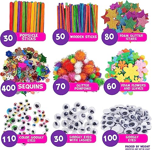 Blue Squid Arts and Crafts Supplies Kit XXXL Craft Set for Kids - 1500+ Pcs Art Supply with Easy Storage Case - Toddler & Kid Education Supplies & Craft Supplies for School & Home - Ages 4 5 6 7 8 9 from Blue Squid