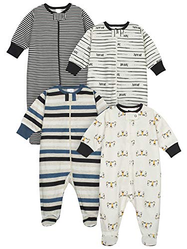 Onesies Brand Baby Boys' 4-Pack Sleep 'N Plays Footies, Tiger Blue, 3-6 Months by Onesies Brand