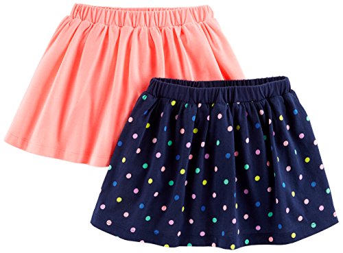 Simple Joys by Carter's Toddler Girls' Knit Scooters (Skirt with Built-in Shorts), Pack of 2, Pink/Navy, Dots, 5T from Carter's Simple Joys - Private Label