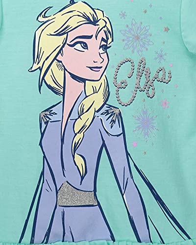 Disney Frozen Toddler Girls Fashion Graphic T-Shirt & French Terry Shorts Set Mint 5T from Bentex Group, Inc.